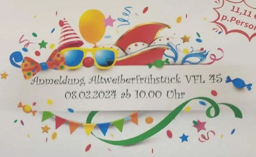 08.02.2024 Altweiber Frühstück - Jetzt anmelden!